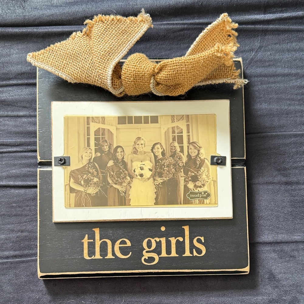 Mud Pie Black and Tan Bow Photo Frame